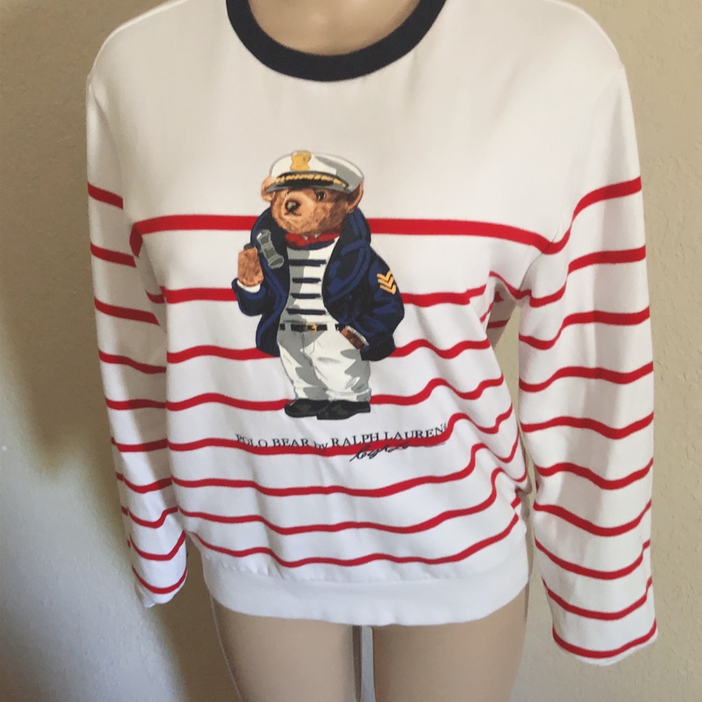 Striped Flight Suit Polo Bear Sweatshirt Ralph Lauren